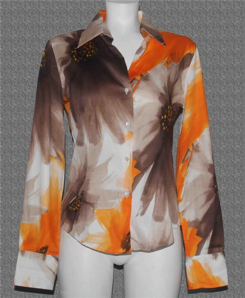 NARACAMICIE Naranja Marrón Crema Acuarela Floral Blusa Mujer III (M?) Italia Foto 1 de 1