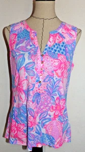 LILLY PULITZER Ladies ESSIE Sleeveless Top SNAPPY TURTLE Size Large NWT - Picture 1 of 6