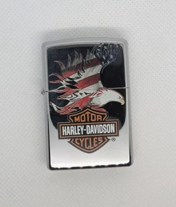 ZIPPO Harley-Davidson American Eagle Flag Lighter Chrome USA Boxed - Picture 1 of 13