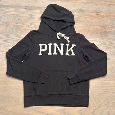 Victoria’s Secret ROSA Blanco y Negro Sudadera con Capucha Mujer’s S Pullover Sudadera con Capucha Foto 1 de 4