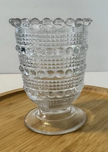 Beaver Falls Banded Raindrop Clear Glass Sugar 6” Bowl Vintage - Picture 1 of 7