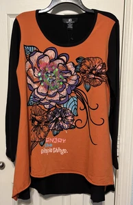 iB Diffusion lebendiges Pailletten Grafik Blumen Strick Top Größe XL Neu mit Etikett - Bild 1 von 14