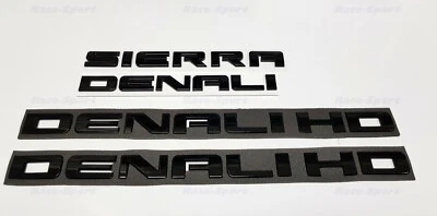 4PCS Set GLOSS Black GMC SIERRA DENALI HD Duramax 2500HD 3500HD Letters Emblem  - Image 1 of 4