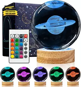 3D Saturn Crystal Ball Night Light Upgraded 3.15 in Saturn Planet Glass Sphere L - Picture 1 of 7