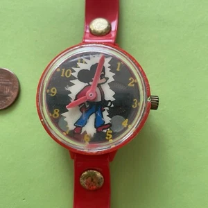 Vintage 60er Mickey Mouse Blase Aufziehuhr Japan Kinder Universum Führer Spielzeug - Bild 1 von 4