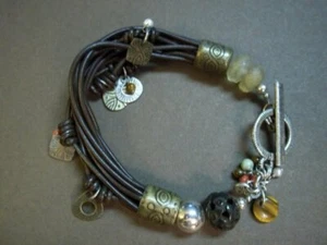 Silpada Sterling Silver Cha Cha Leather Pearl Coral Howlite Brass Bracelet B1889 - Picture 1 of 12