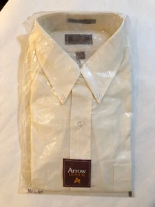 Vintage Men's Dress Shirt Arrow Dover Yellow 16-1/2 32 LS NOSWT Higbees Cheer - Picture 1 of 7