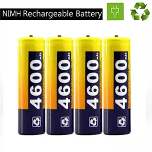 AA Battery 4600mAh NiMH Rechargeable Long Lasting Durable 1.2V Double A 4-Pack - Picture 1 of 7