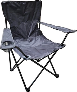 CAMPINGSTUHL SCHWARZ KLAPPSTUHL HOCKER ANGLERSTUHL FALTHOCKER MIT GETRÄNKEHALTER - Bild 1 von 2