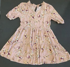 Girl's Tea Collection Ivory/Turquoise/Bright Pink/Gray Printed Dress Size 10 EUC - Picture 1 of 7