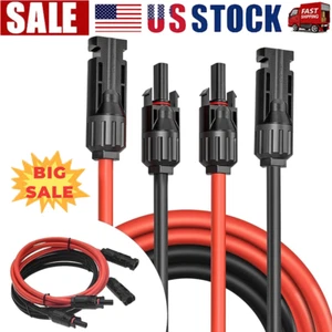 1 Paio Cavo Prolunga Pannello Solare Nero+Rosso Cavo Connettori Solari Calibro 10 AWG - Foto 1 di 17
