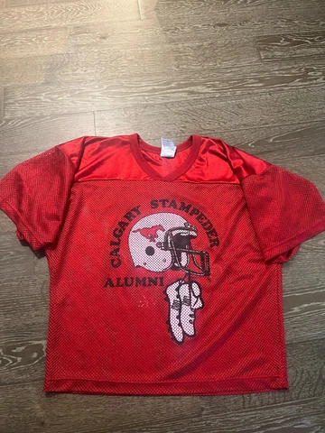 Russell Athletic 80s Calgary Stampeders Alumni Football Jersey CFL XL RED NWOT Cover
