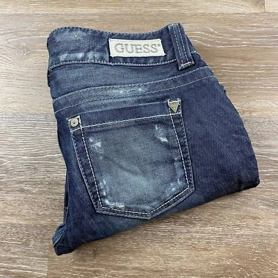 Pantalones de mezclilla GUESS enrollables elásticos tiro bajo azules para mujer talla 27 Foto 1 de 4
