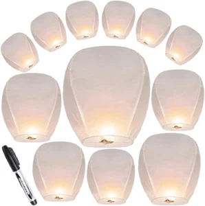30 Pack of White Chinese Paper Lanterns, Delivering Your Messages to Your Loved - Picture 1 of 5