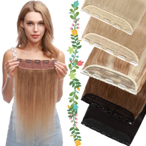 Extensiones de cabello humano Remy grueso 100 % real clip en una pieza media cabeza 8""-24"" - Imagen 1 de 47