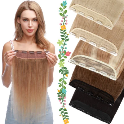 Extensiones de cabello humano Remy grueso 100 % real clip en una pieza media cabeza 8""-24"" Foto 1 de 4
