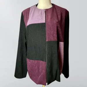 Vintage 90s JM Jennifer Moore Purple & Black Colorblock Zip Up Jacket - Picture 1 of 6