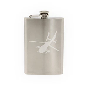 Apache Helicopter #6-8 oz etched flask - Picture 1 of 2