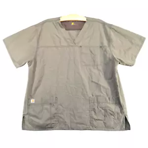 Carhartt Men's Solid V-Neck Three Pocket Scrub Top Green XL Short Sleeve - Picture 1 of 12