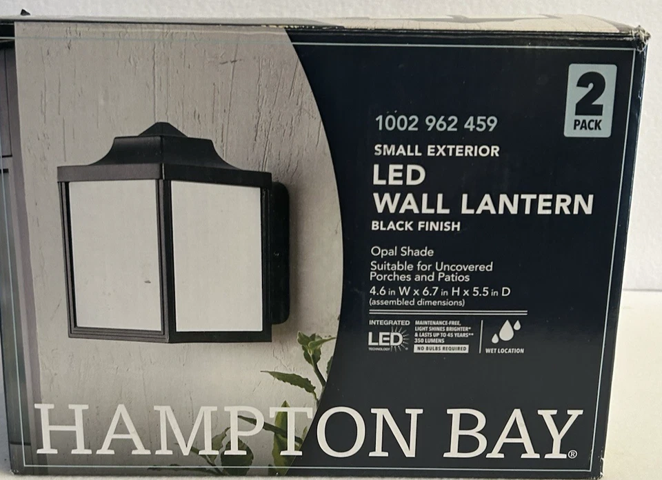 Hampton Bay Black Outdoor Integrated LED Wall Mount Lantern R3
