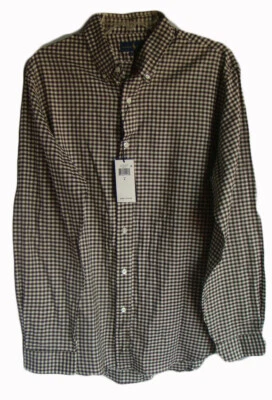 Camisa Ralph Lauren Para Hombres Marrón Blanco Cuadros Algodón Abotonada Talla L Nueva Con Etiquetas $148 Foto 1 de 3