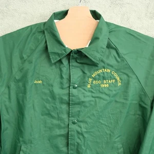 Vintage Jacket Men Extra Large Green Snap Button Windbreaker Made in USA - Picture 1 of 15