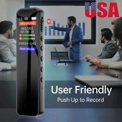 0-128G Digital Voice Recorder Dictaphone MP3 Player Voice Activated Recording US - Image 1 of 4