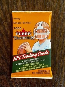 1 unopened sealed pack 2000 Fleer Tradition Football NFL Hobby Single Series pos - Picture 1 of 5