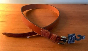 Vintage Christian Dior Belt Brown Full Grain Leather & Genuine Lizard Trim Sz 32 - Picture 1 of 7