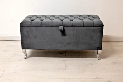 Ottoman Storage Box/ Blanket Box Seating Stool in Plush and crushed velvet - Image 1 of 4