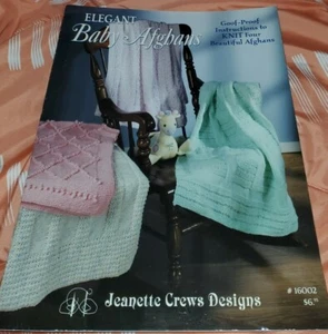 AF6 JEANETTE CREWS DESIGNS 2002, ELEGANT BABY AFGHANS - 4 KNIT AFGHANS - Picture 1 of 2