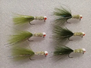 Smoo's Custom Jigs (6) 1/32 Oz. Marabou Jigs Lt. Olive/dk. Olive. *252 - Picture 1 of 1
