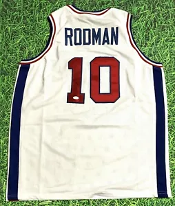 DENNIS RODMAN AUTOGRAPHED DETROIT PISTONS W JERSEY JSA - Picture 1 of 4