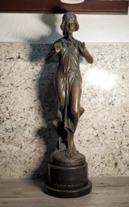 ART NOUVEAU SIGNED PITTALUGA BRONZE FIGURINE FIGURE Nymph STATUE - Picture 1 of 7