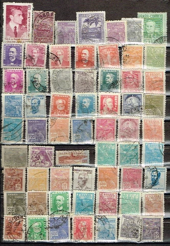 60 Assorted Cancelled Postage sTamps From Brazil  (13-630) Cover