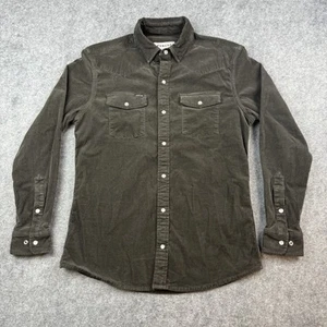 Poncho The Zilker camicia in velluto a coste stile western a scatto perla uomo L verde oliva - Foto 1 di 12