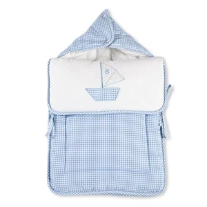 Fuß- und Kuschelsack Gurtschlitz Blue Marine Schlafsack baby blau Schiffmotiv - Bild 1 von 3