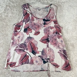 Flax Linen Tank Top Shirt Womens Size M Floral Sleeveless - Picture 1 of 10