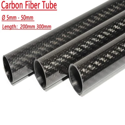 Carbon Fiber Tube Fibre Gloss Twill 3k OD 5mm 6mm 7mm - 50mm Length 200mm 300mm - Image 1 of 4