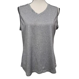 Danskin Now Gray Tank Top Womens Sz L V Neck Moisture Wicking Athletic Active - Picture 1 of 5