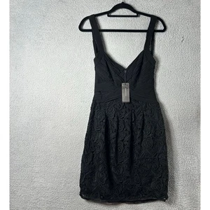BCBGMAXAZRIA Dress Womens M Black Floral Lace Cocktail Wedding Party Dress NEW - Picture 1 of 13