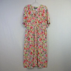 Marks and Spencer Dress Size 18 Pin Floral Teadress Midi Short Sleeve Summer - Picture 1 of 7