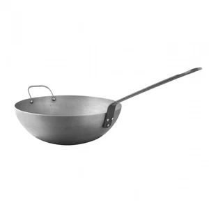 Mauviel M'STEEL Black Carbon Steel Wok With Iron Handle, 11.8-In - Picture 1 of 3
