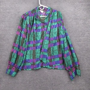 Camisa Nicola Mujer 14 Verde Blusa De Colección Artística Abstracta Profesora Manga Larga - Imagen 1 de 9