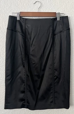 WHBM White House Black Market Womens Satiny Pencil Skirt Size 8 Solid Black - Image 1 of 3