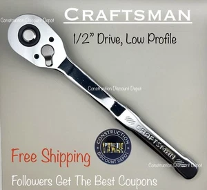 Craftsman 1/2" Full Polish Thin Low Profile 72 Tooth Ratchet socket wrench - Picture 1 of 1