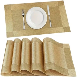 10X PVC Insulation Tableware Dining Table Woven Place Mat Pad Placemat non-slip - Picture 1 of 15