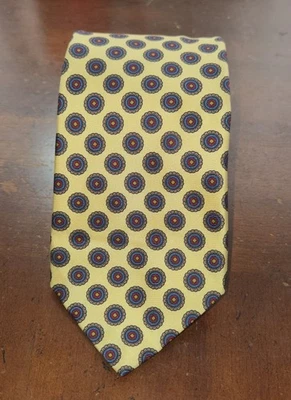 Corbata geométrica Burberrys 56"/3,25" 100% seda corbata círculos amarillos Inglaterra usada en excelente estado Foto 1 de 4