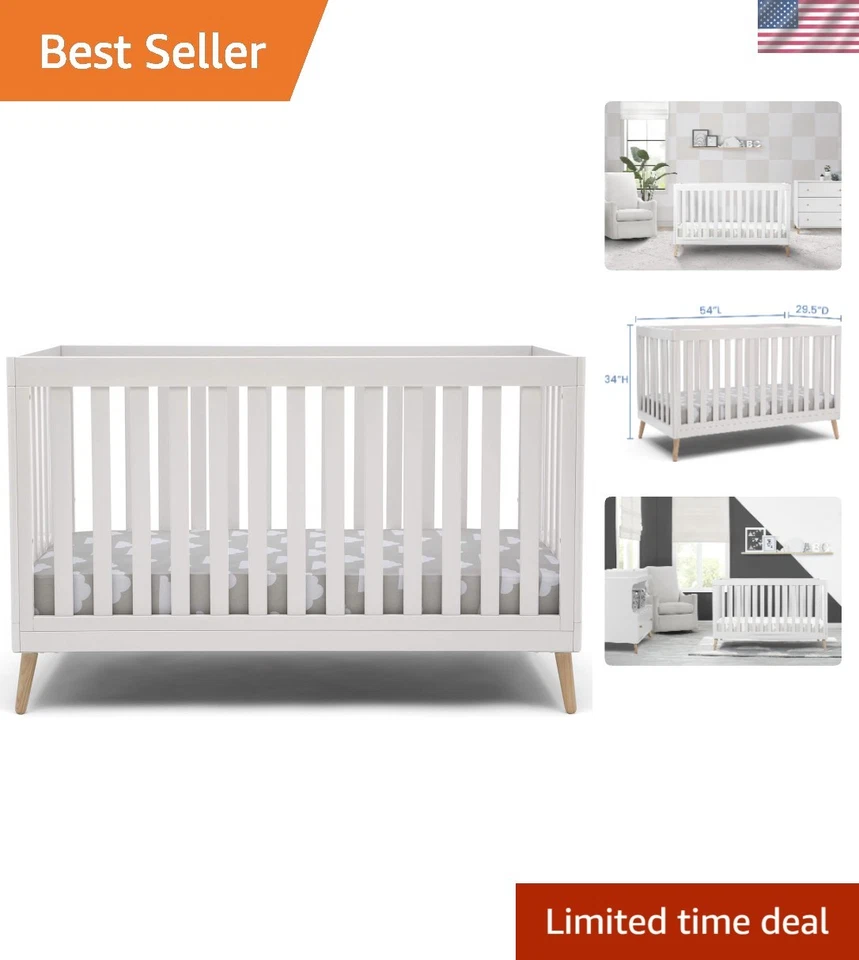 Элегантная детская кроватка Essex 4-в-1 с регулируемой высотой - белая отделка Bianca - Изображение 1 из 4