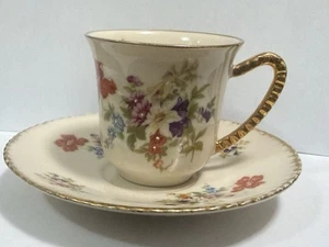 Zapun Porzellan Teetasse & Untertasse Floral Handbemalt Goldrand USA - Bild 1 von 22